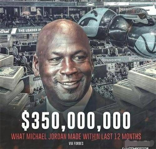 喬丹代言收入等于詹姆斯、杜蘭特、科比等六位球星收入總和